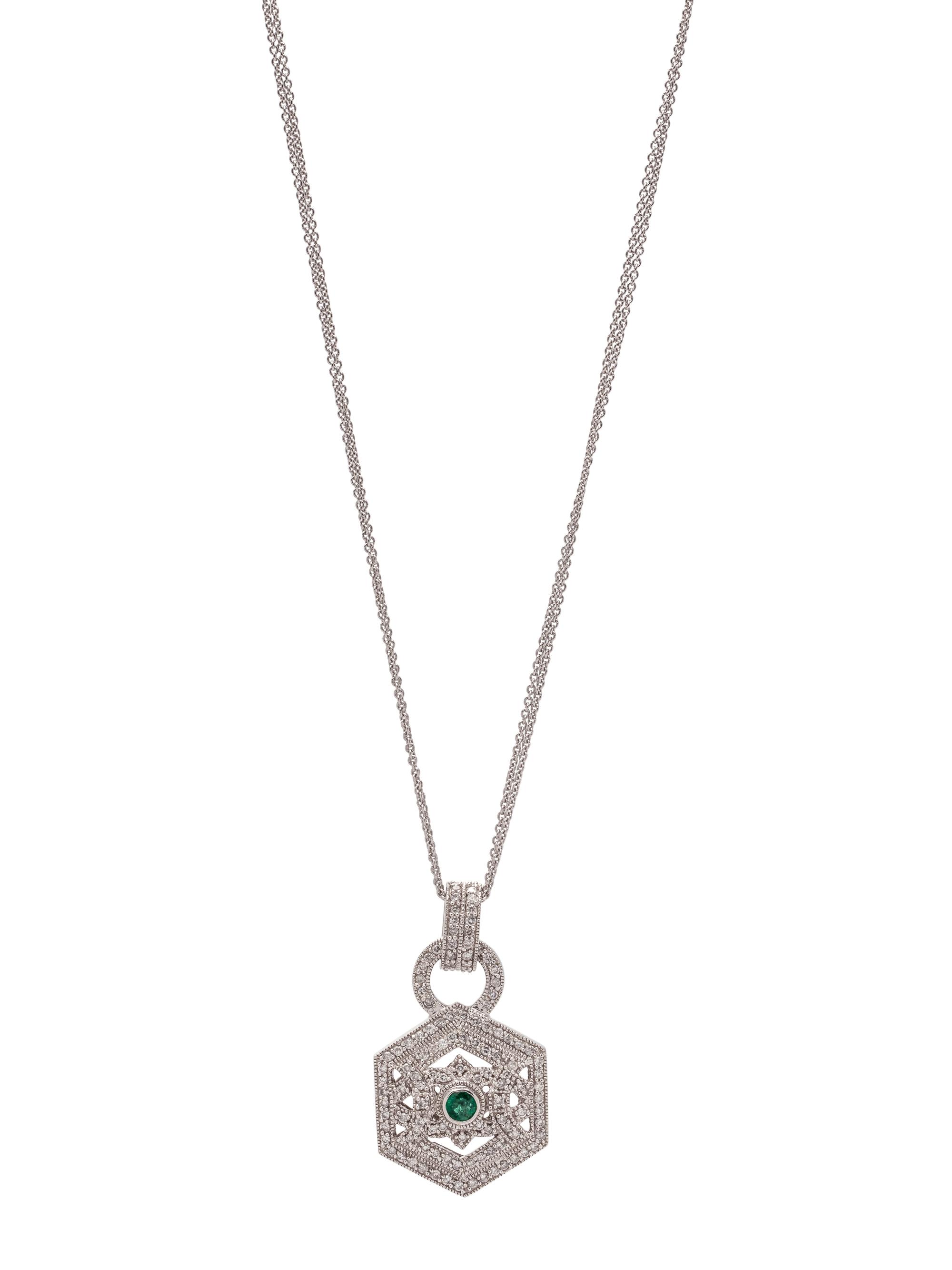 EMERALD AND DIAMOND PENDANT/NECKLACE