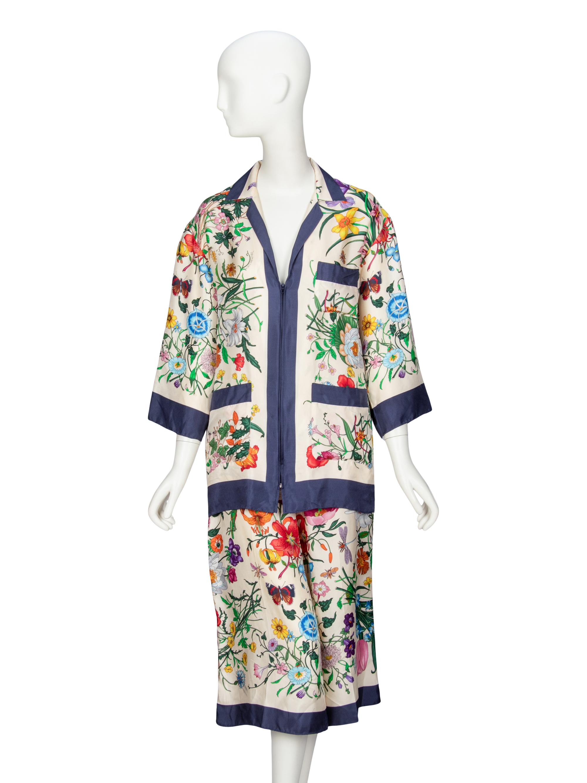 GUCCI, FLORA-PRINT SILK LOUNGE ENSEMBLE