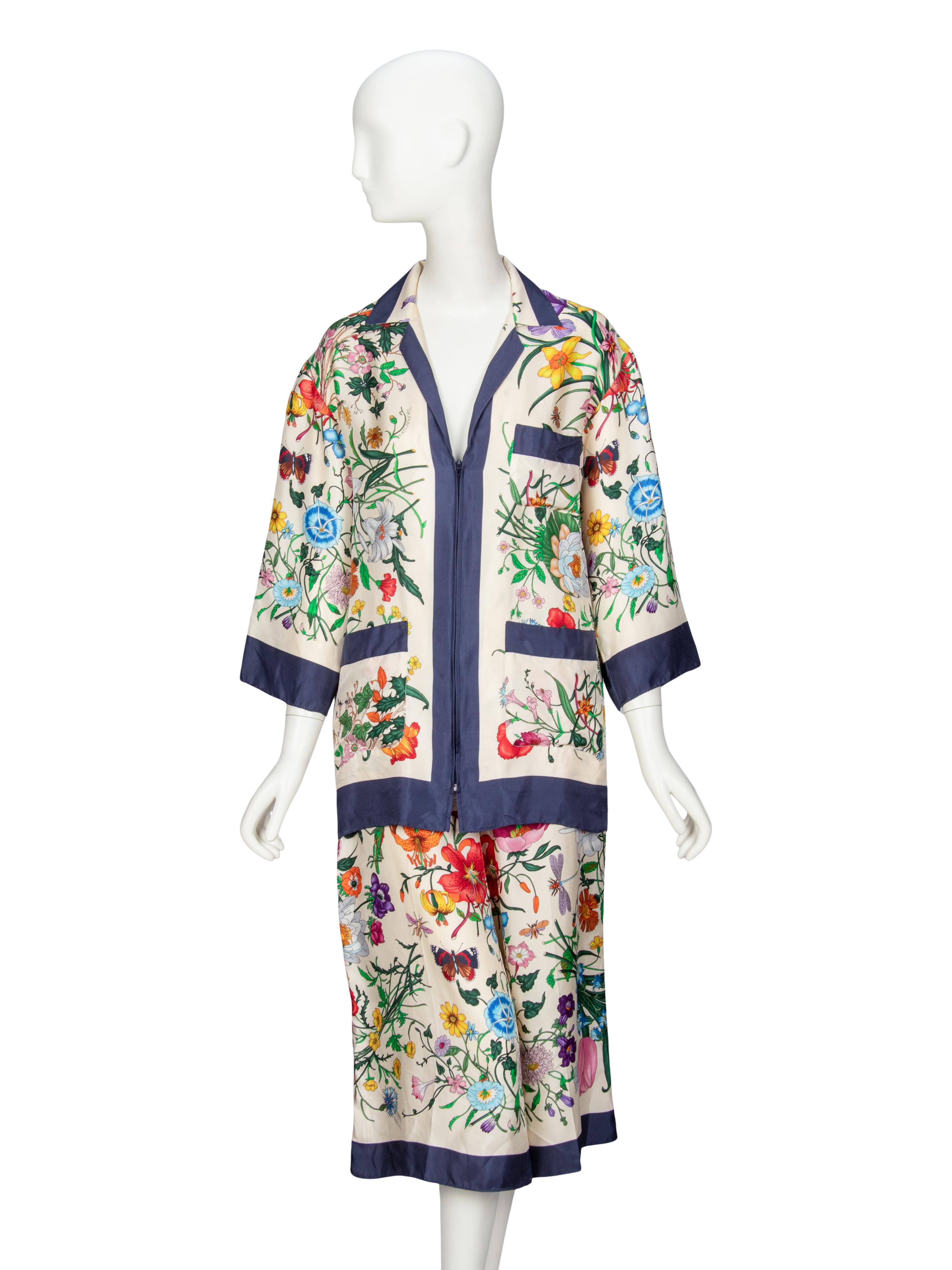 GUCCI, FLORA-PRINT SILK LOUNGE ENSEMBLE