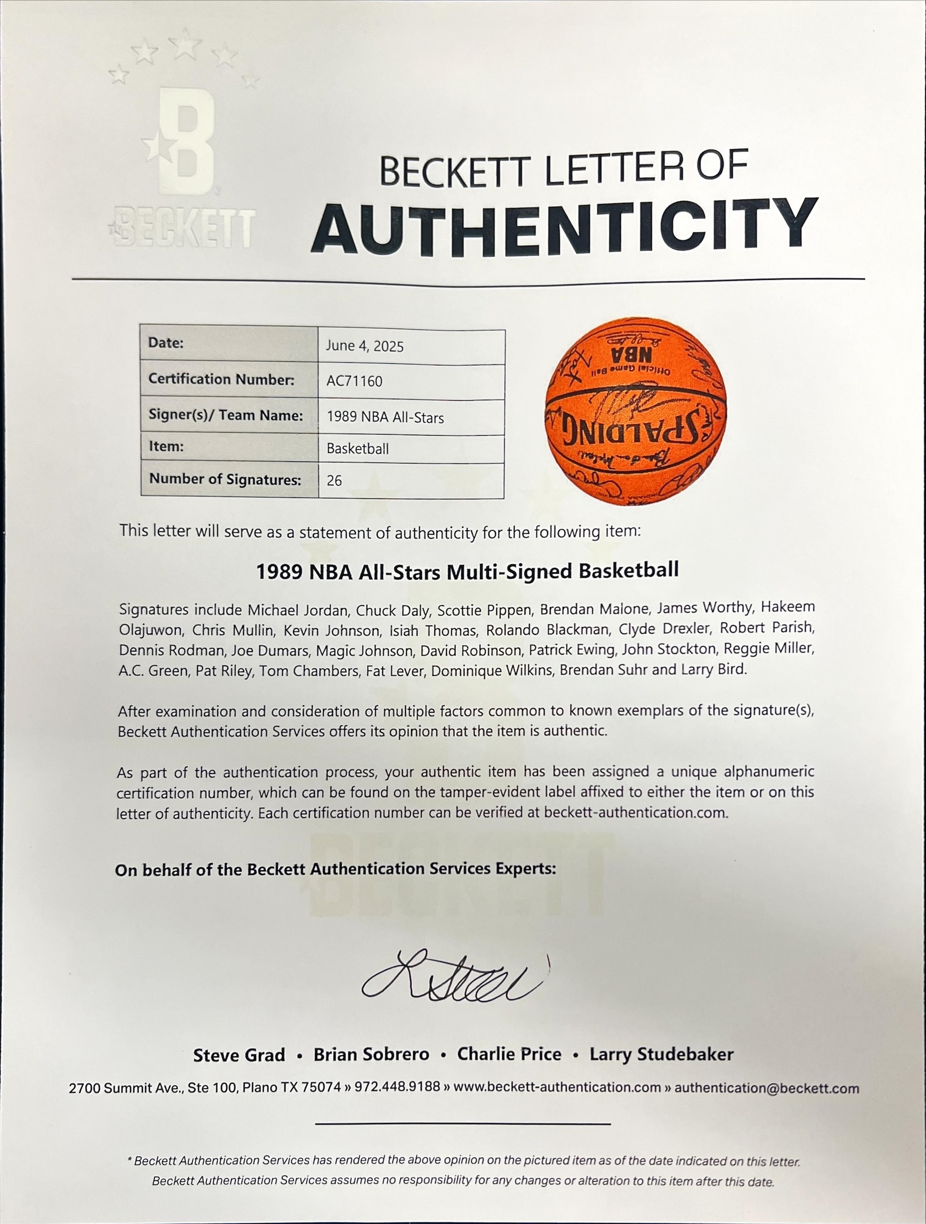 A 1989 NBA All Star Signed Autograph Basketball Featuring Michael Jordan (Beckett Authentication Services) - 26 Signatures