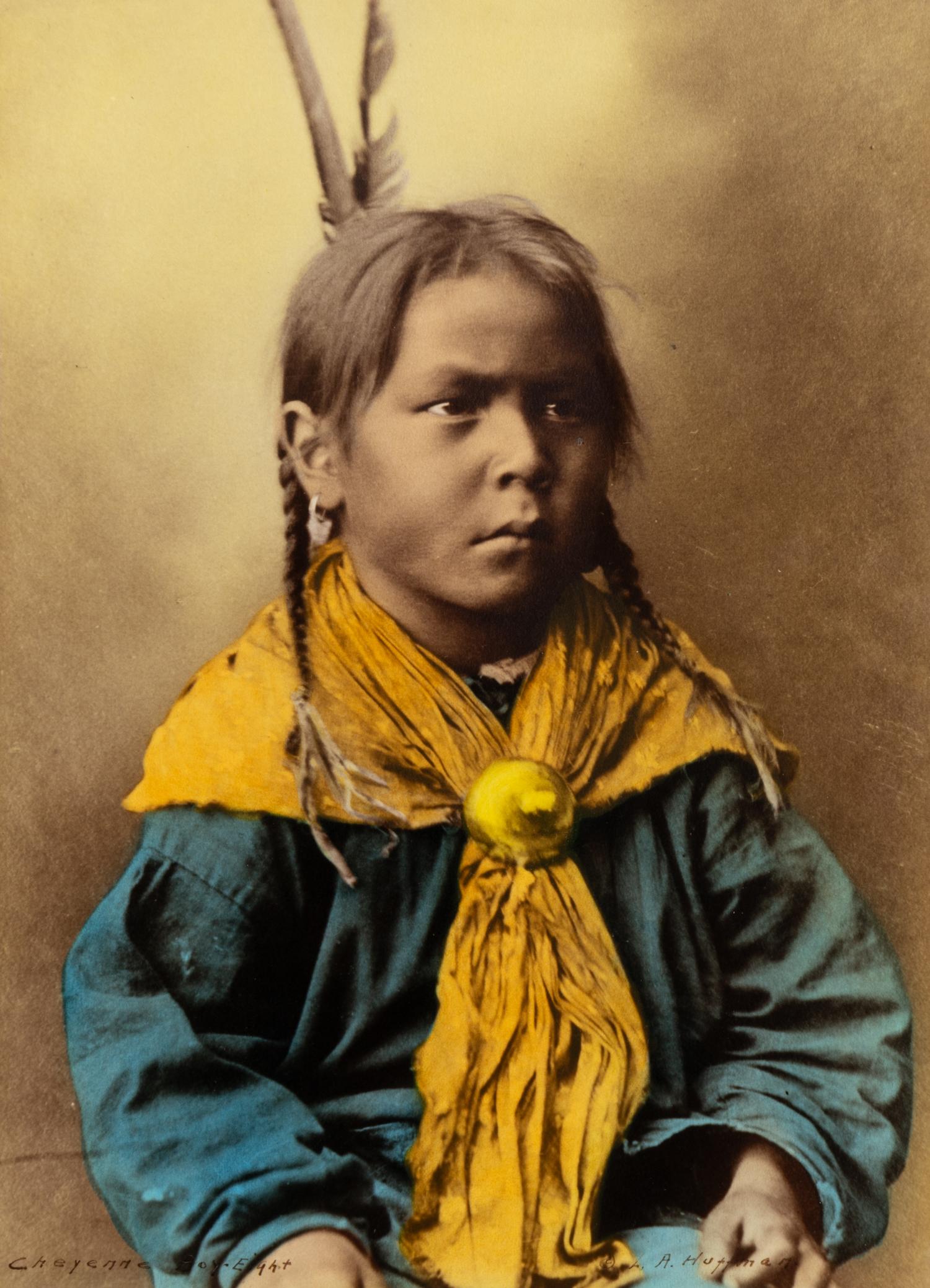 [Western Americana]. Huffman, L.A. (1854-1931), photographer. A pair of collotypes of Native American subjects.