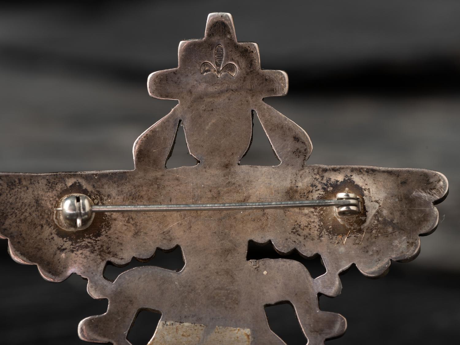 Silver and Channel Inlay Knifewing Pin/Brooch