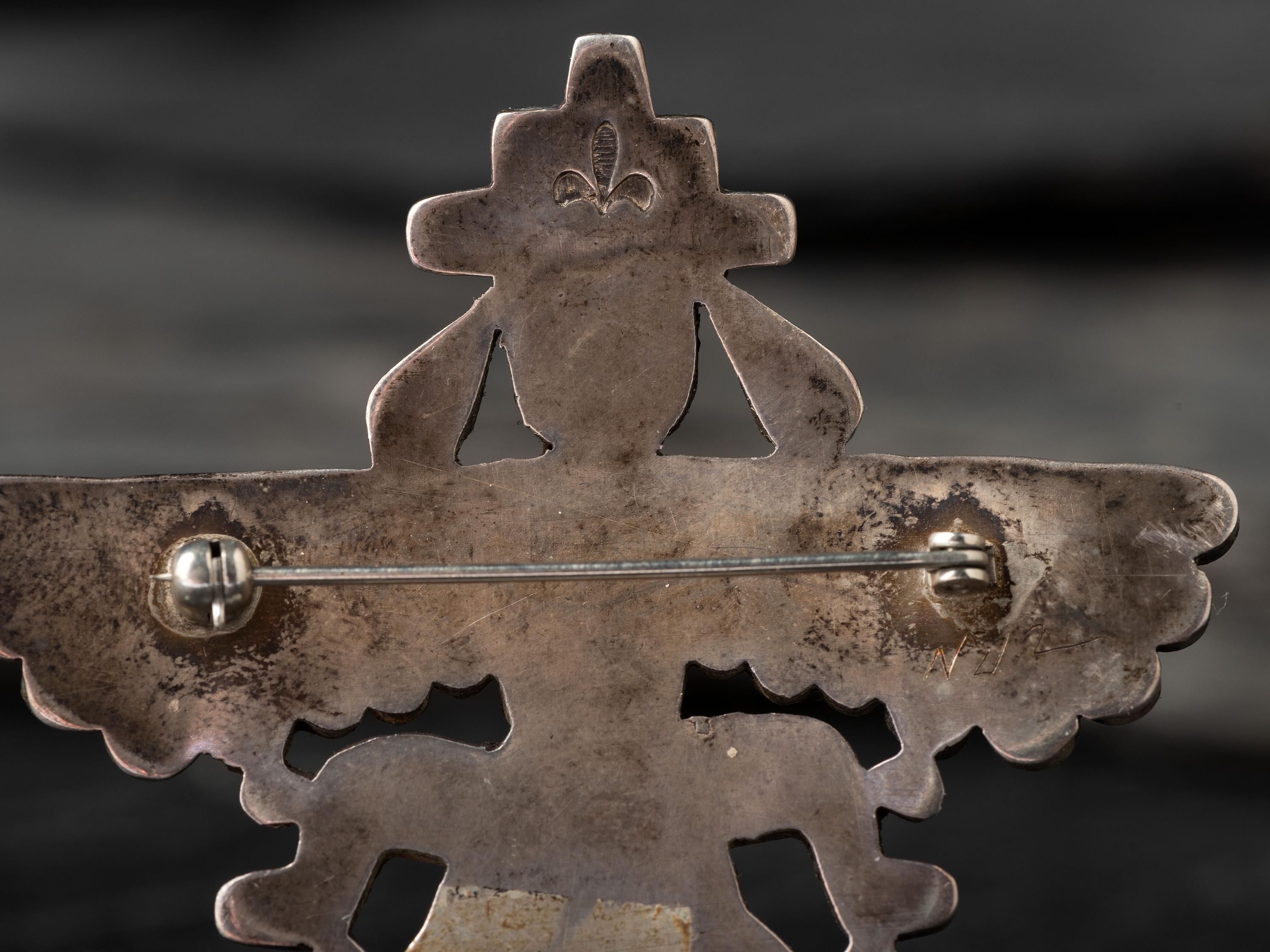 Silver and Channel Inlay Knifewing Pin/Brooch