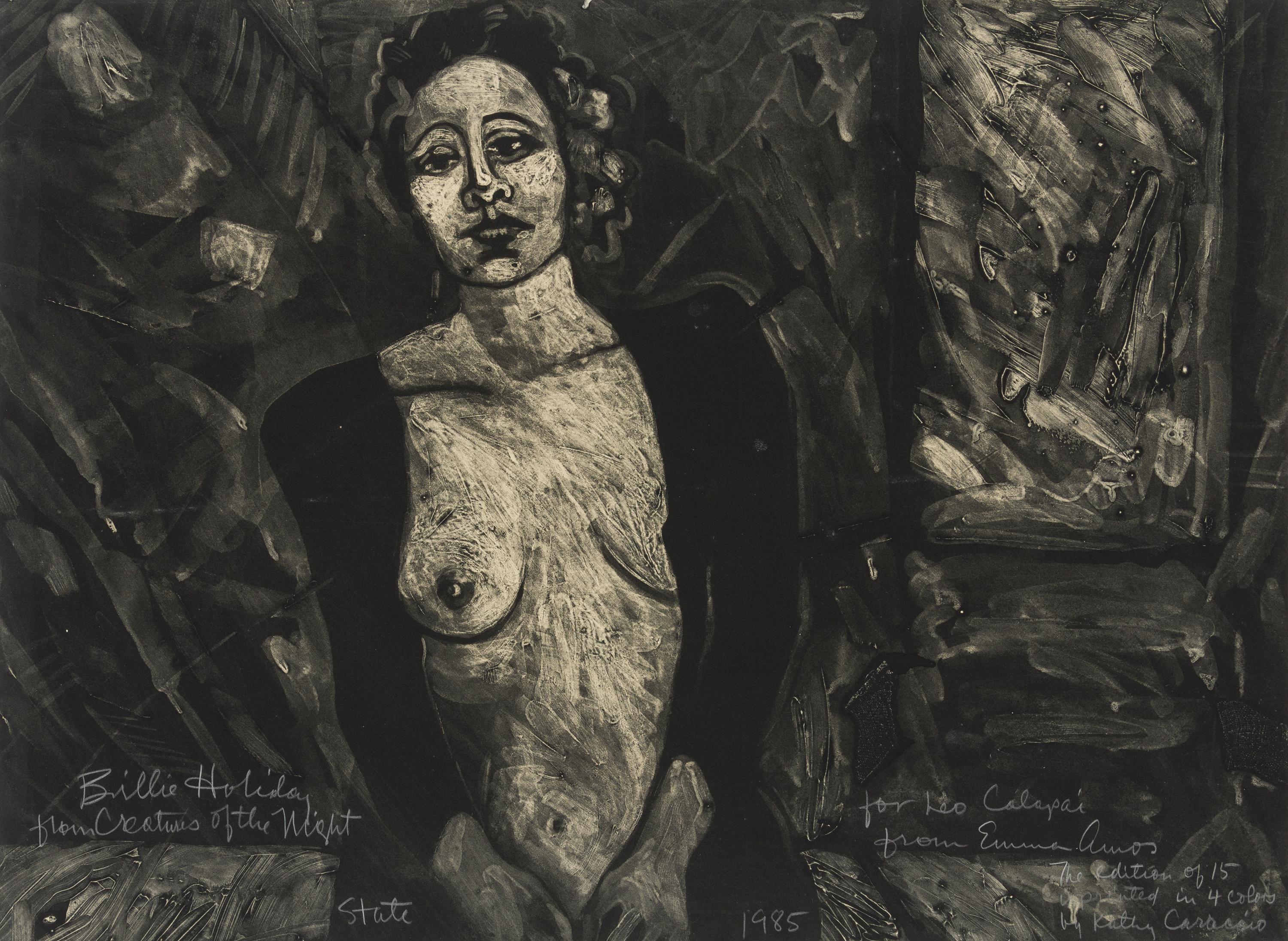 Emma Amos, (American, 1938), Billie Holiday, 1985 (two works)