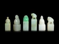 Six Chinese Jade and Jadeite Square Seals