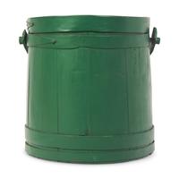 A Shaker Painted Firkin and a Maple and Pine Oval Two "Fingered" Pantry Box