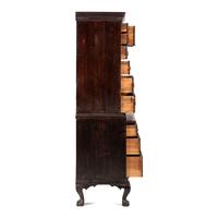 A Chippendale Fan-Carved Cherrywood Claw-and-Ball Foot Chest-on-Chest