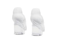Two Lalique Chouette Glass Owl Figures