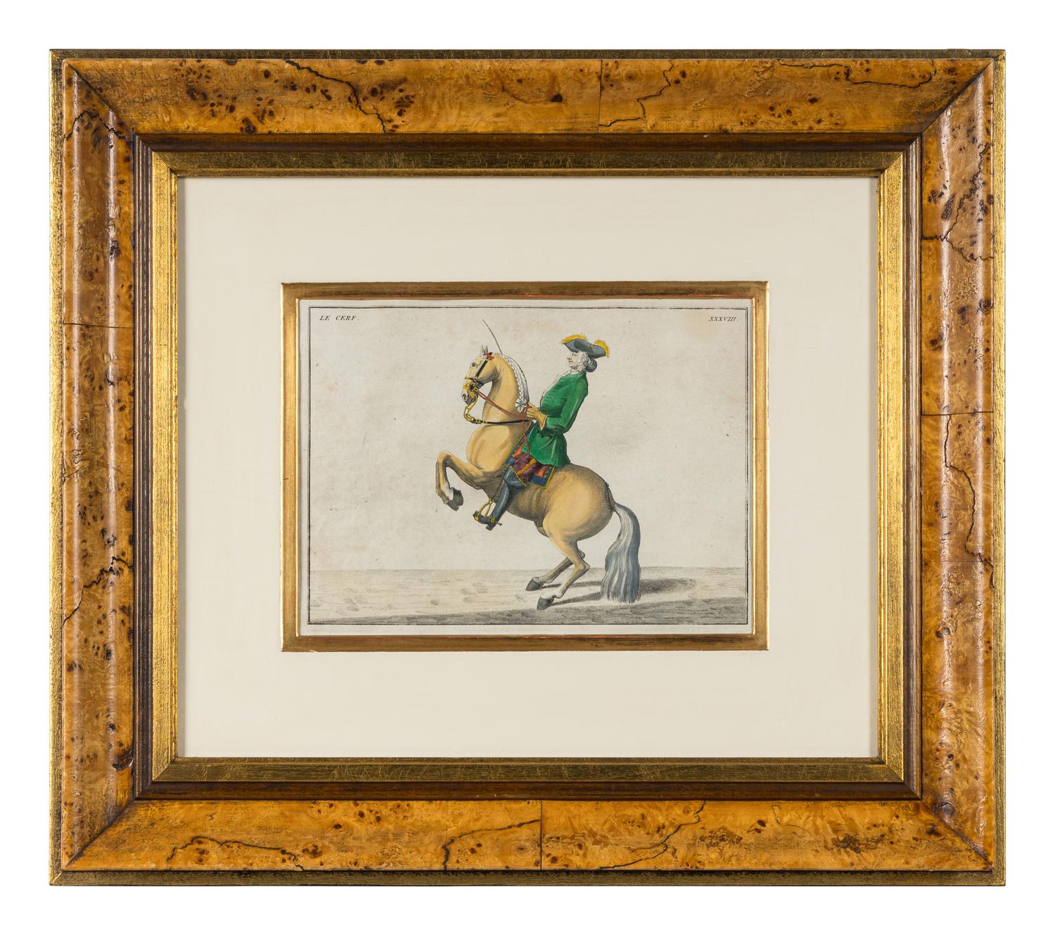 A Set of Four French Hand-Colored Engravings