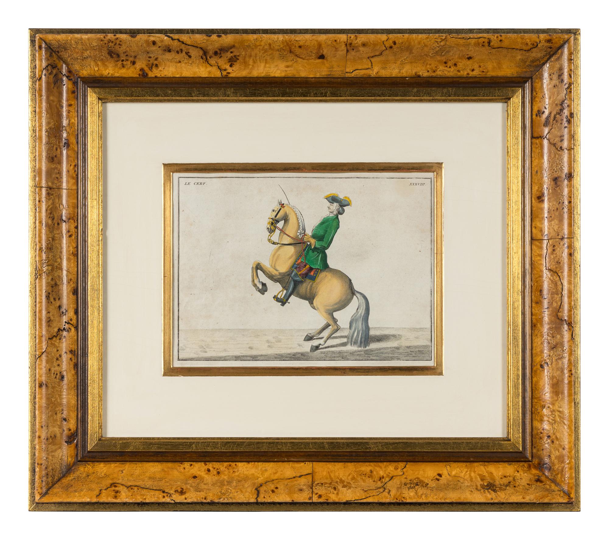 A Set of Four French Hand-Colored Engravings