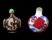 Two Chinese Colored Overlay Glass Snuff Bottles