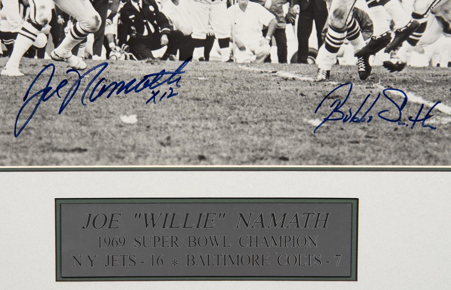 A Joe Namath Bubba Smith Signed Super Bowl III 1969 Photograph,