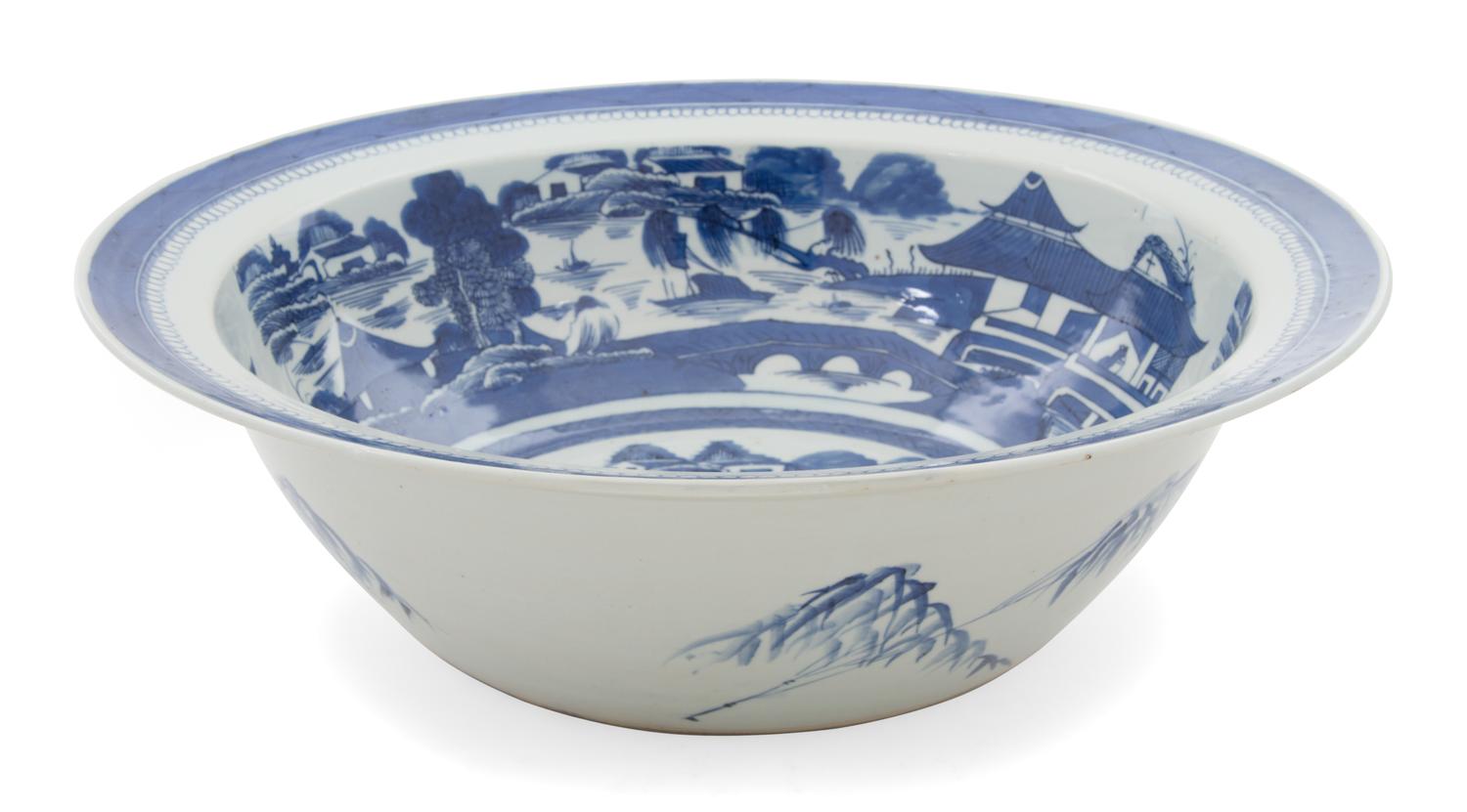 A Chinese Export Porcelain Punch Bowl Diameter 18 1/4 inches.