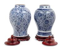 Two Chinese Blue and White Porcelain Baluster Jars