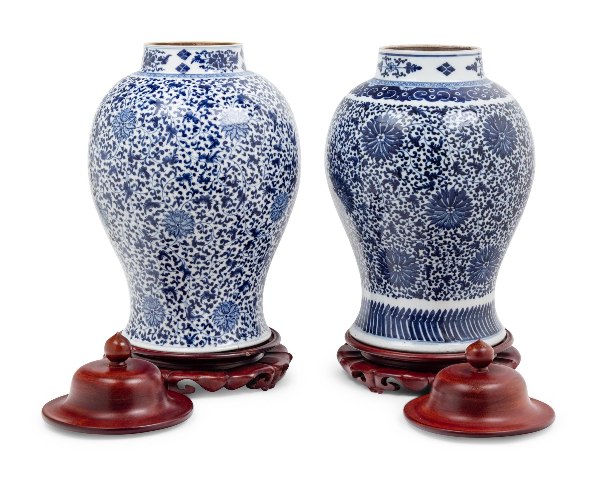 Two Chinese Blue and White Porcelain Baluster Jars