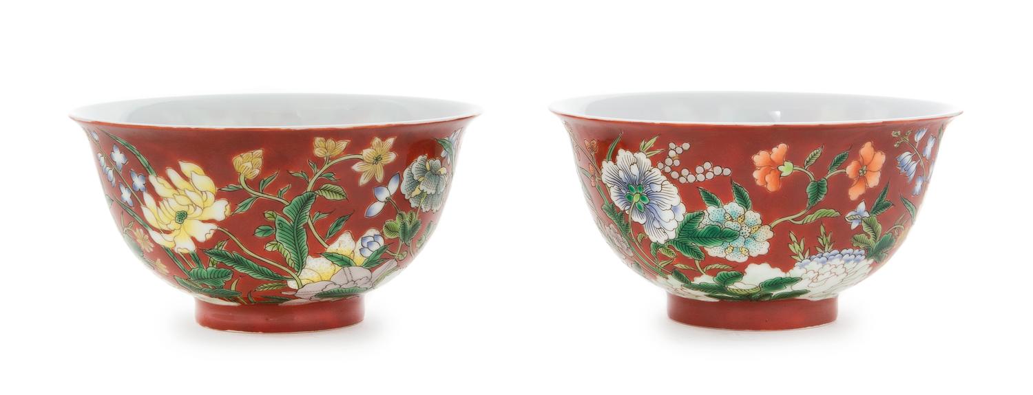 A Pair of Enamel on Porcelain Bowls