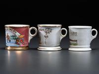 Three Porcelain Occupational Shaving Mugs