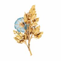 M. Buccellati, Carved Aquamarine and Yellow Gold Flower Brooch