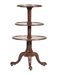 A George III Carved, Turned and Dished Walnut Three-Tier Dumbwaiter