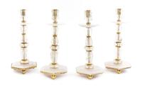 A Set of Four Gilt Metal Mounted Rock Crystal Candlesticks Height 16 inches. — 20TH CENTURY