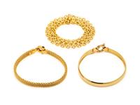 COLLECTION OF YELLOW GOLD BRACELETS