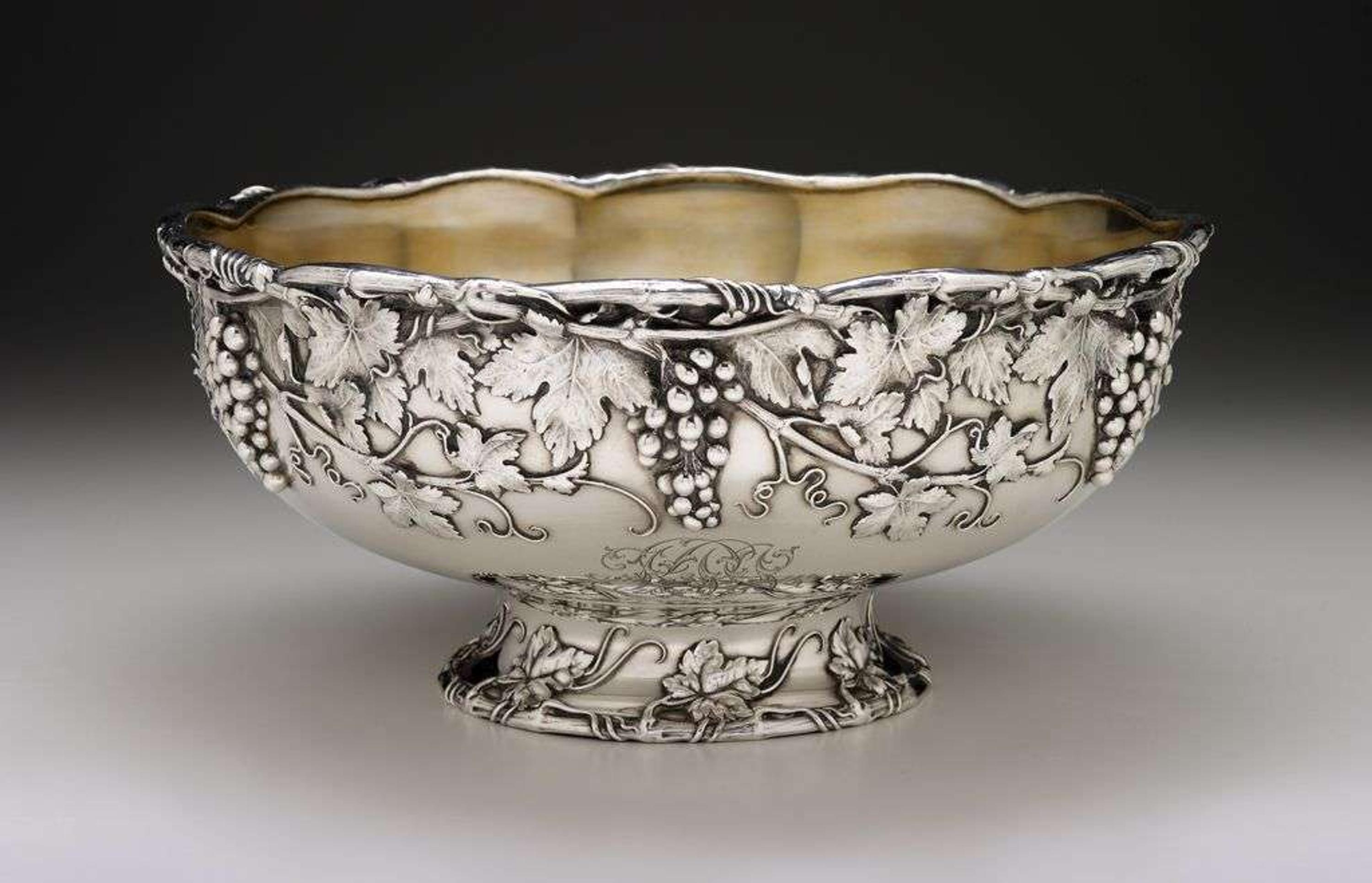 Sterling silver punch bowl gorham corporation, providence, ri, late 19th/20th century