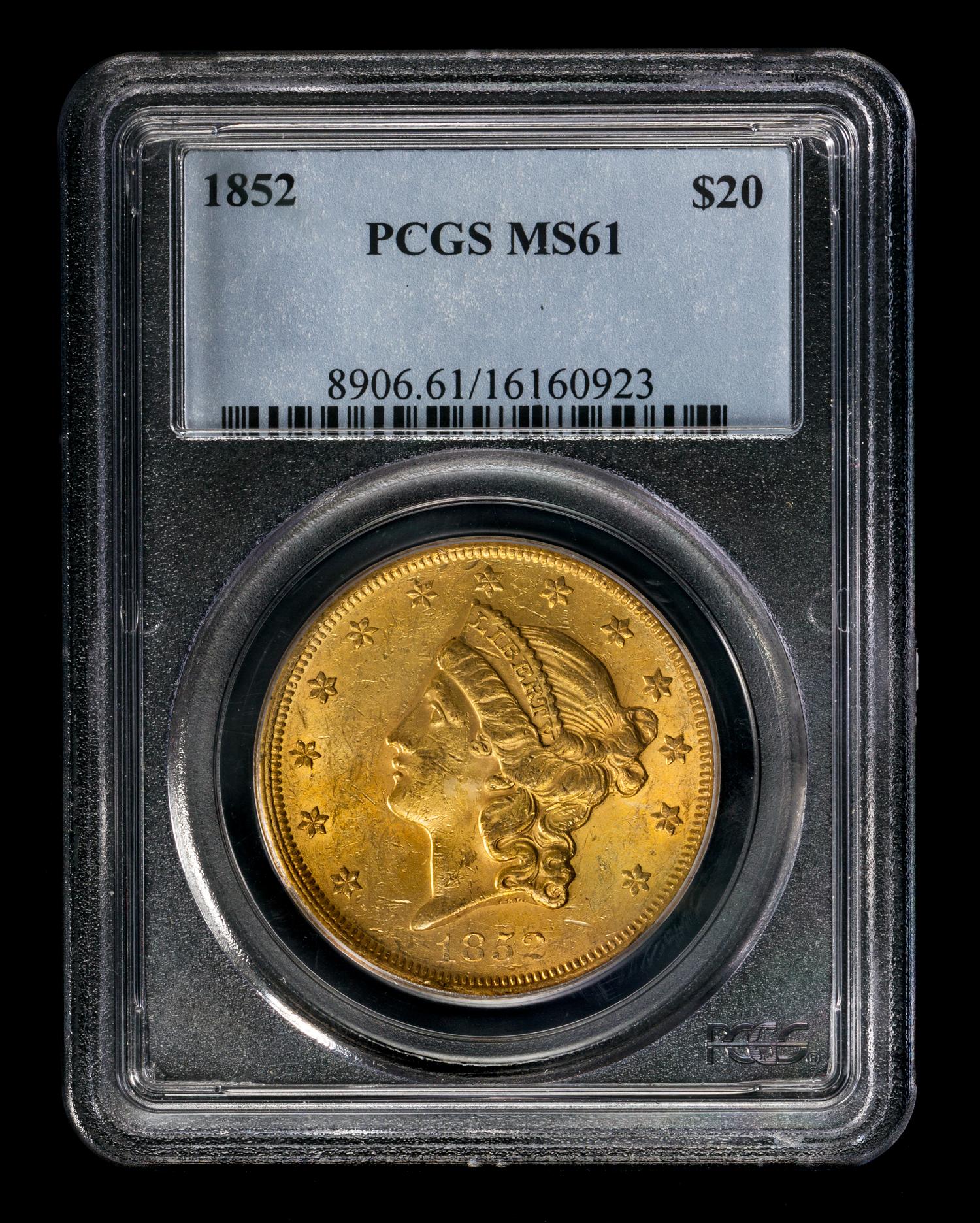 A United States 1852 Liberty Head $20 Gold Coin