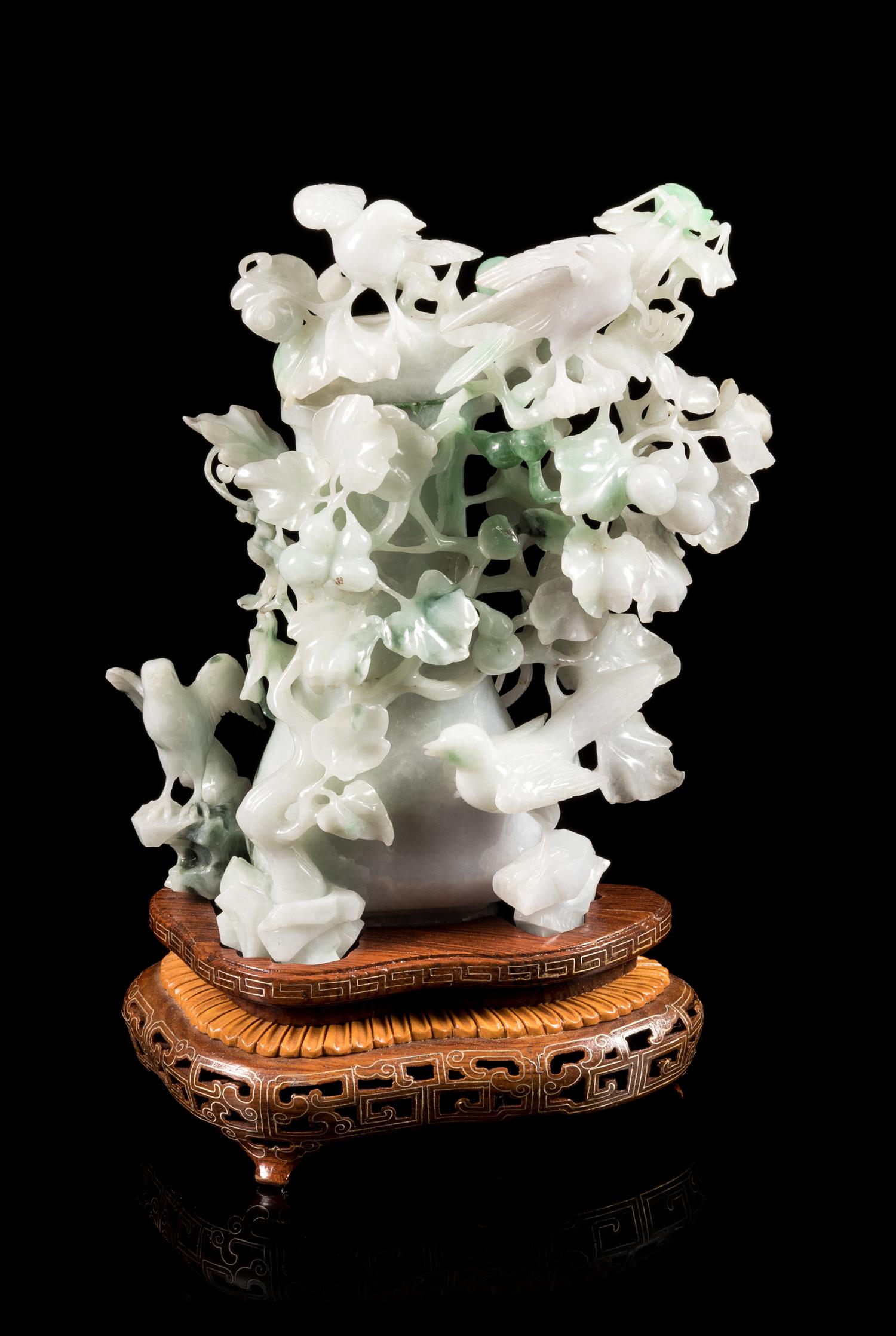A Jadeite Covered Vase Height 6 3/4 inches. — 20TH CENTURY