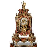 A Large Louis XIV Style Boulle Marquetry and Gilt Metal Mounted Clock and Stand