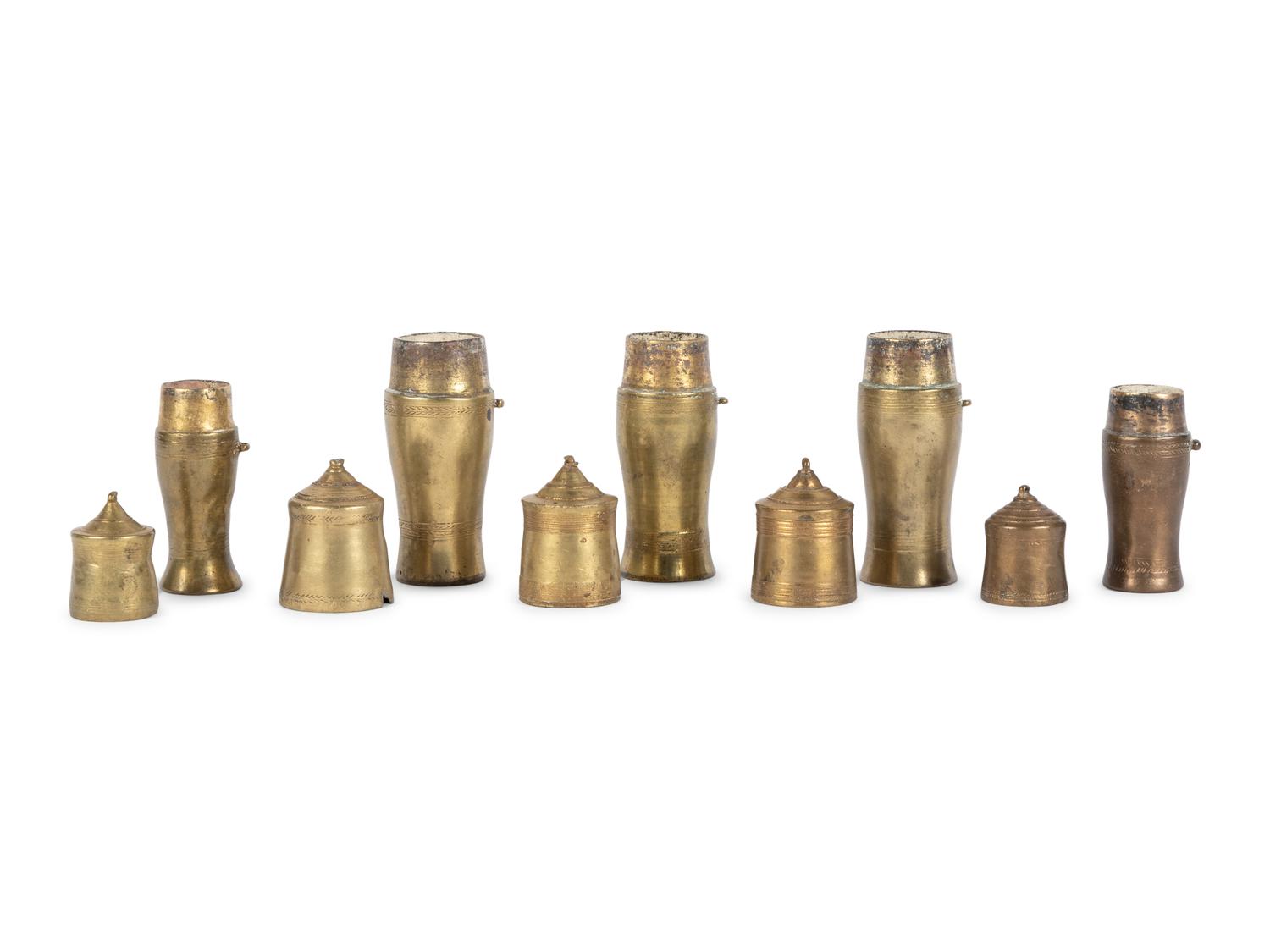 Five African Brass Canisters