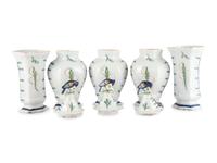 A Dutch Glazed Earthenware Five-Piece Garniture