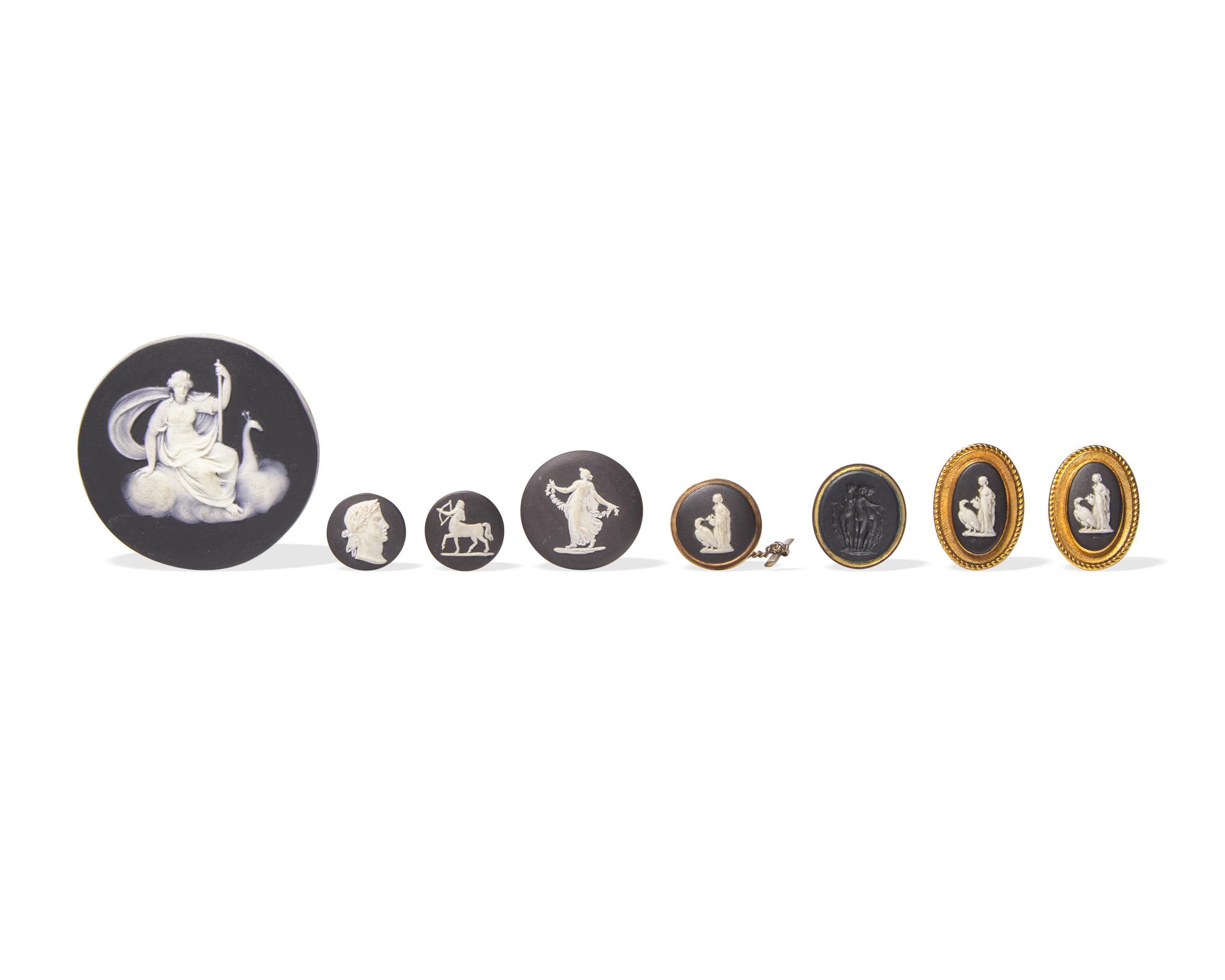 Eight Wedgwood Basalt Miniature Medallions