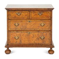 A George I Style Burl Walnut Parquetry Chest of Drawers
