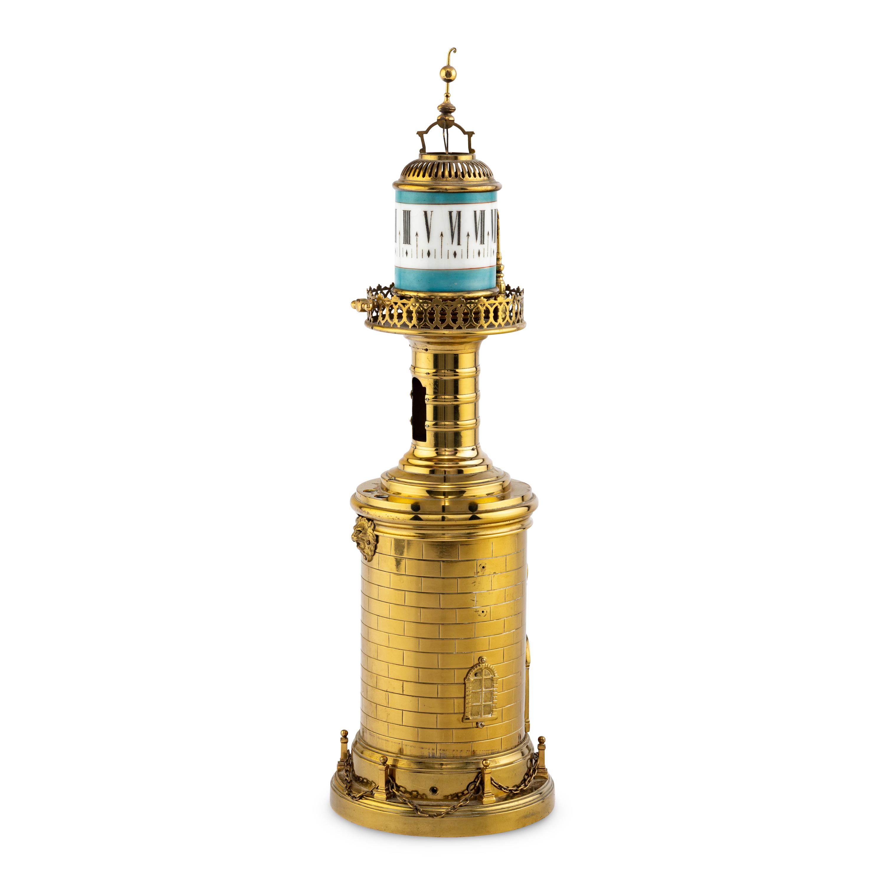 A French Brass and Glass Lighthouse-Form Annular Clock