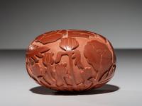 Carved Redware Pottery Jar