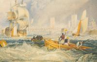 A Gilt Framed Color Lithograph of a William Turner painting "Portsmouth"