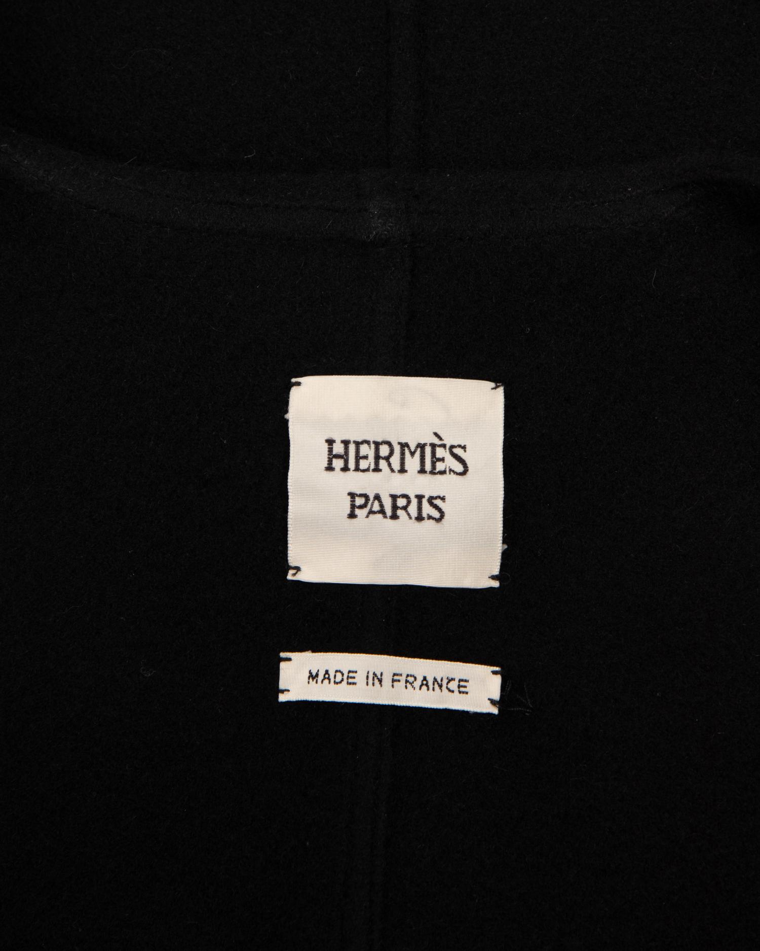 Hermès Cashmere Fringed Coat Trimmed with Leather