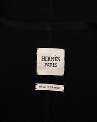 Hermès Cashmere Fringed Coat Trimmed with Leather
