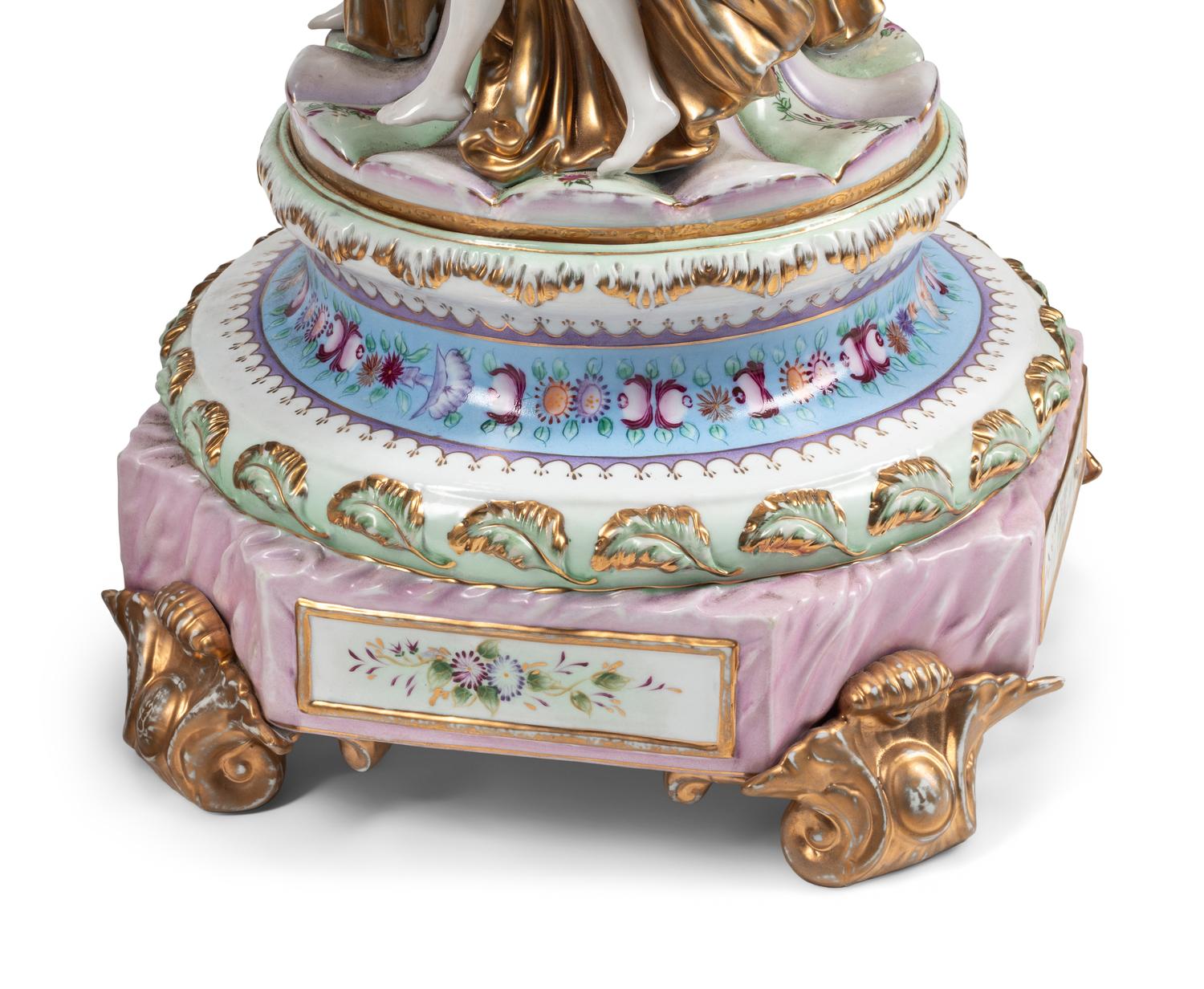 A Pair of German Polychrome Porcelain Centerpiece Baskets