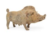 A Pottery Figure of a Boar — HAN DYNASTY
