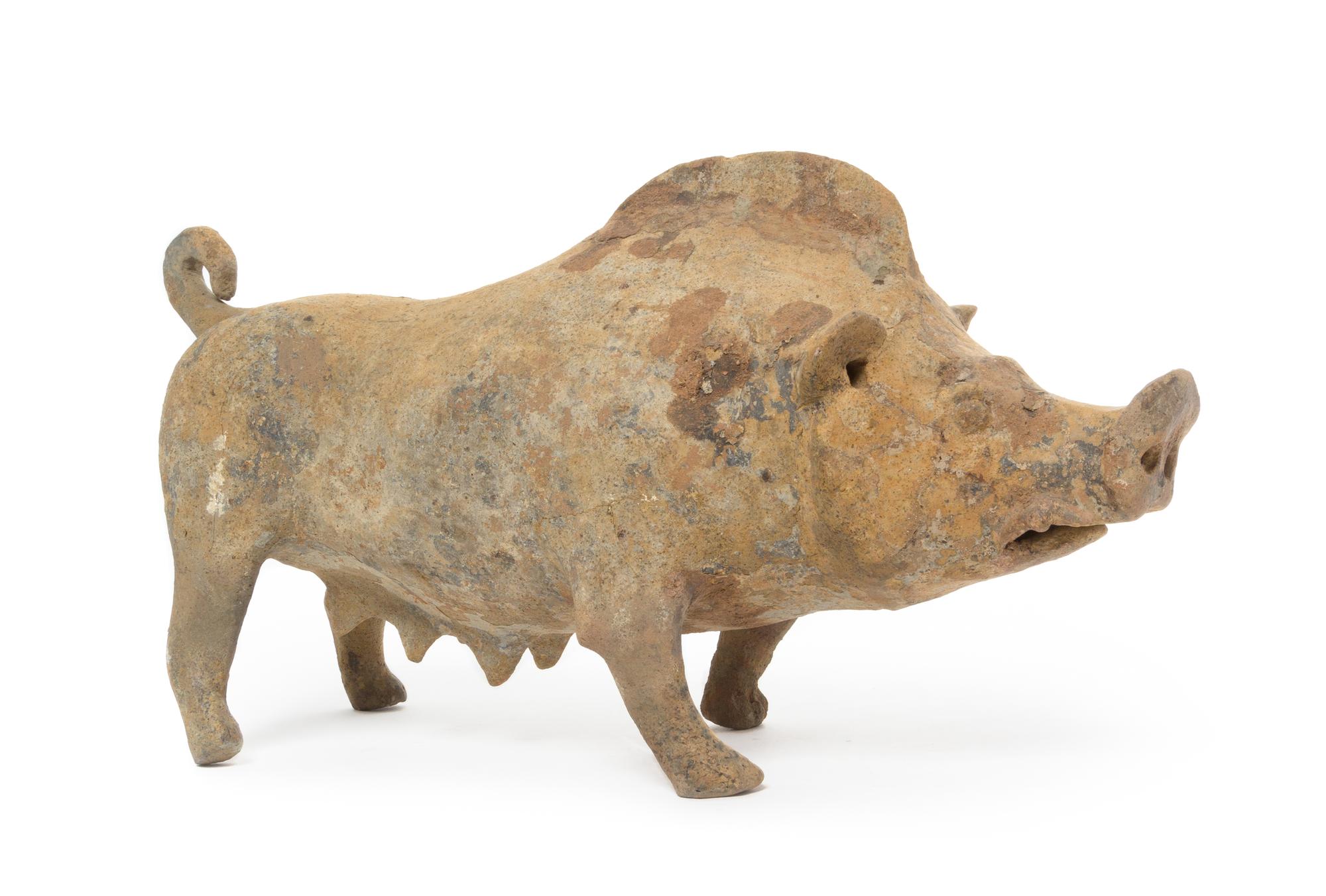 A Pottery Figure of a Boar — HAN DYNASTY