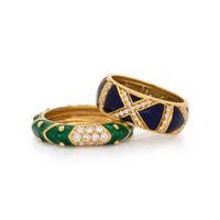 COLLECTION OF DIAMOND AND ENAMEL RINGS