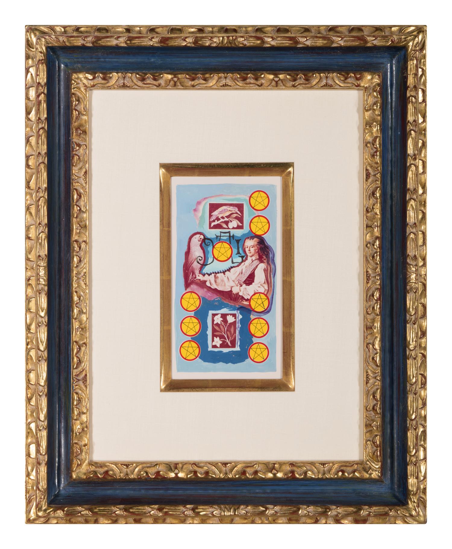 Neuf de Pentacles, Arcane Mineur ( Projet pour Le Jeu de Cartes Le Tarot Universel de Salvador Dalí), 1971