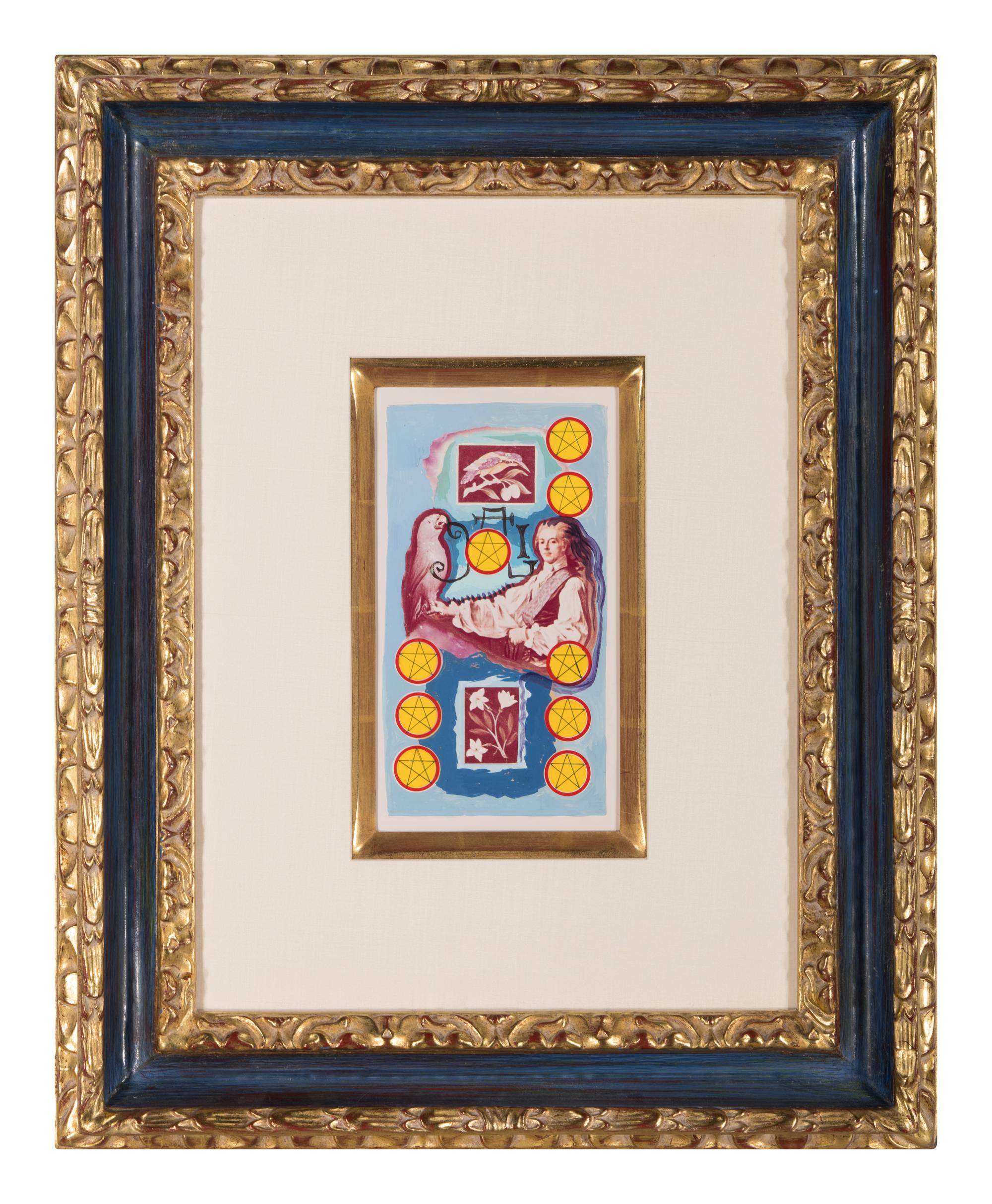 Neuf de Pentacles, Arcane Mineur ( Projet pour Le Jeu de Cartes Le Tarot Universel de Salvador Dalí), 1971