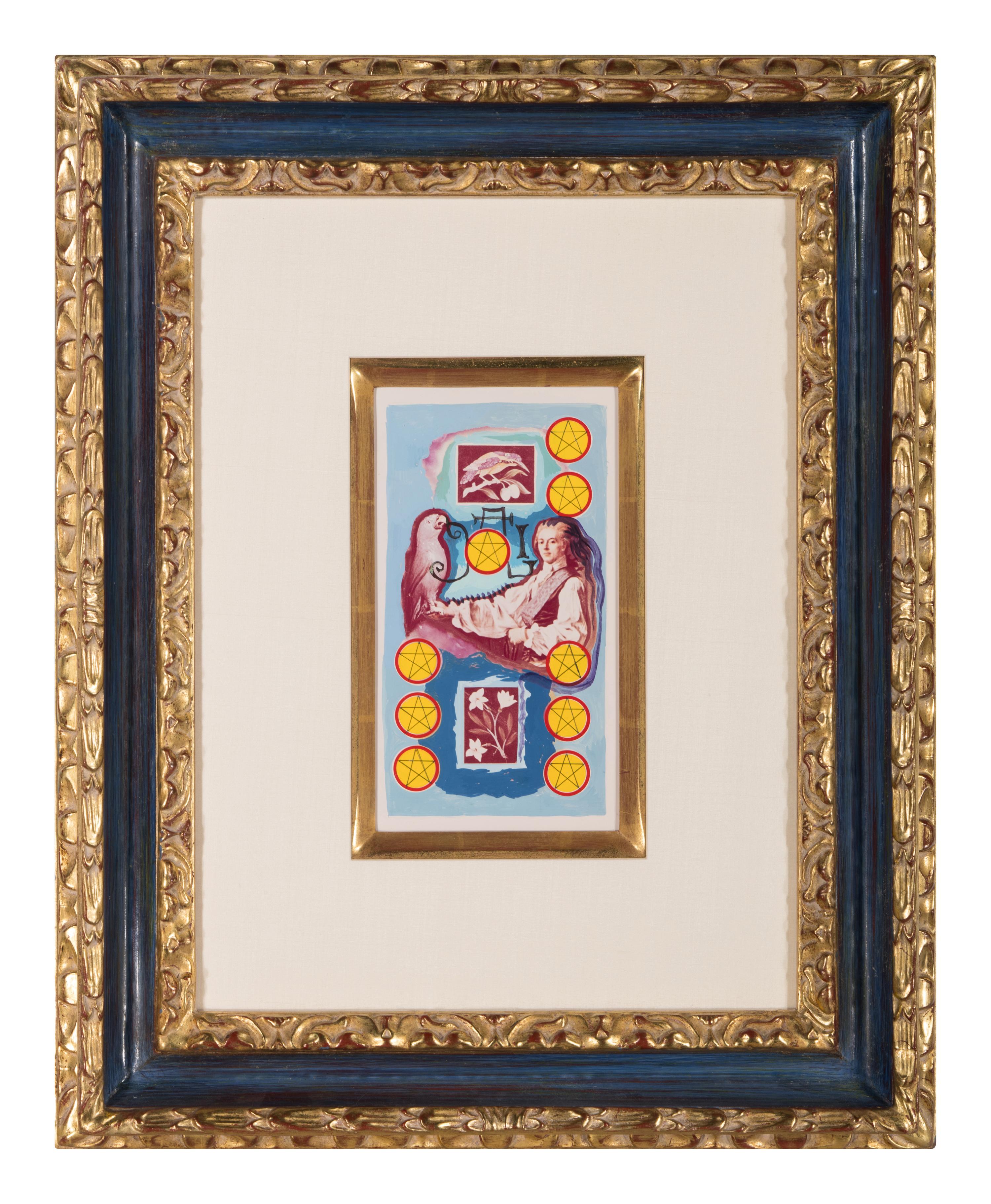 Neuf de Pentacles, Arcane Mineur ( Projet pour Le Jeu de Cartes Le Tarot Universel de Salvador Dalí), 1971