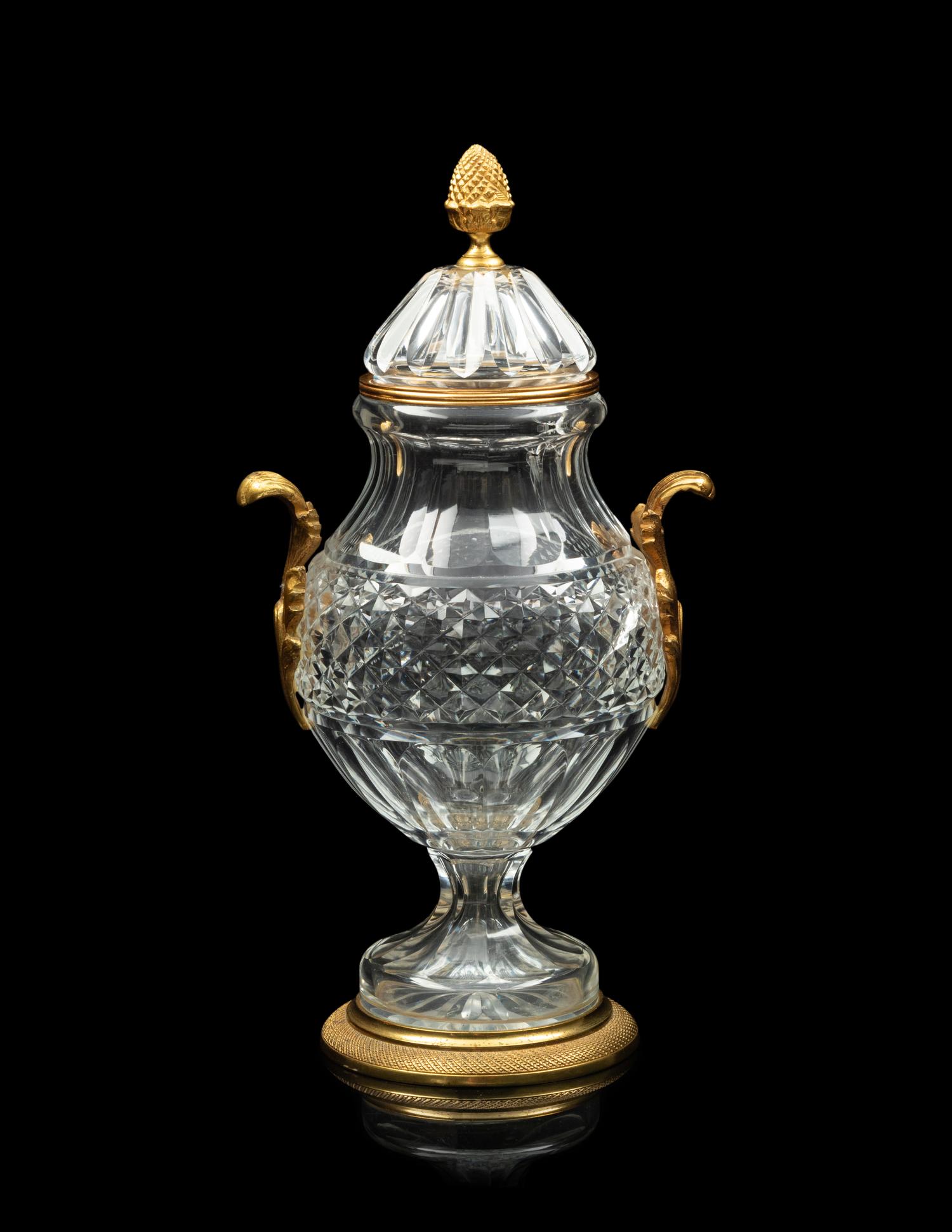A Gilt Bronze Mounted Cut Glass Urn