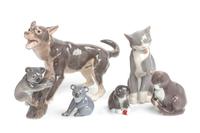 Six Bing & Grondahl Porcelain Animal Figures Width of widest 12 3/4 inches. — 20TH CENTURY