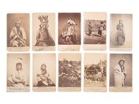 [NATIVE AMERICANS]. Album containing CDVs of Sioux involved in the 1862 Dakota Uprising in Minnesota containing photographs by Joel Whitney, B.F. Upton, and Martin's Gallery of St. Paul, MN.