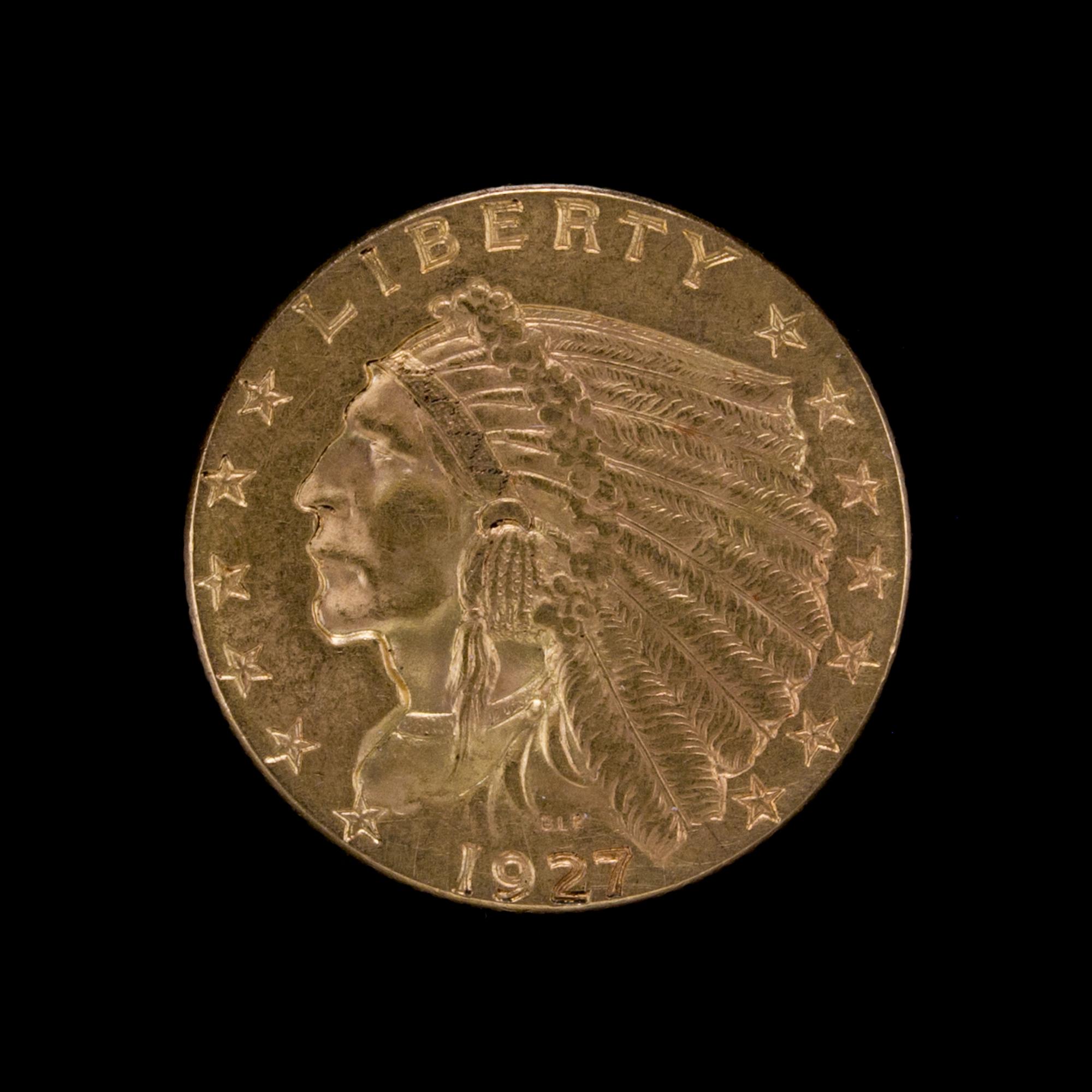 A United States 1927 Indian Head $2.50 Gold Coin