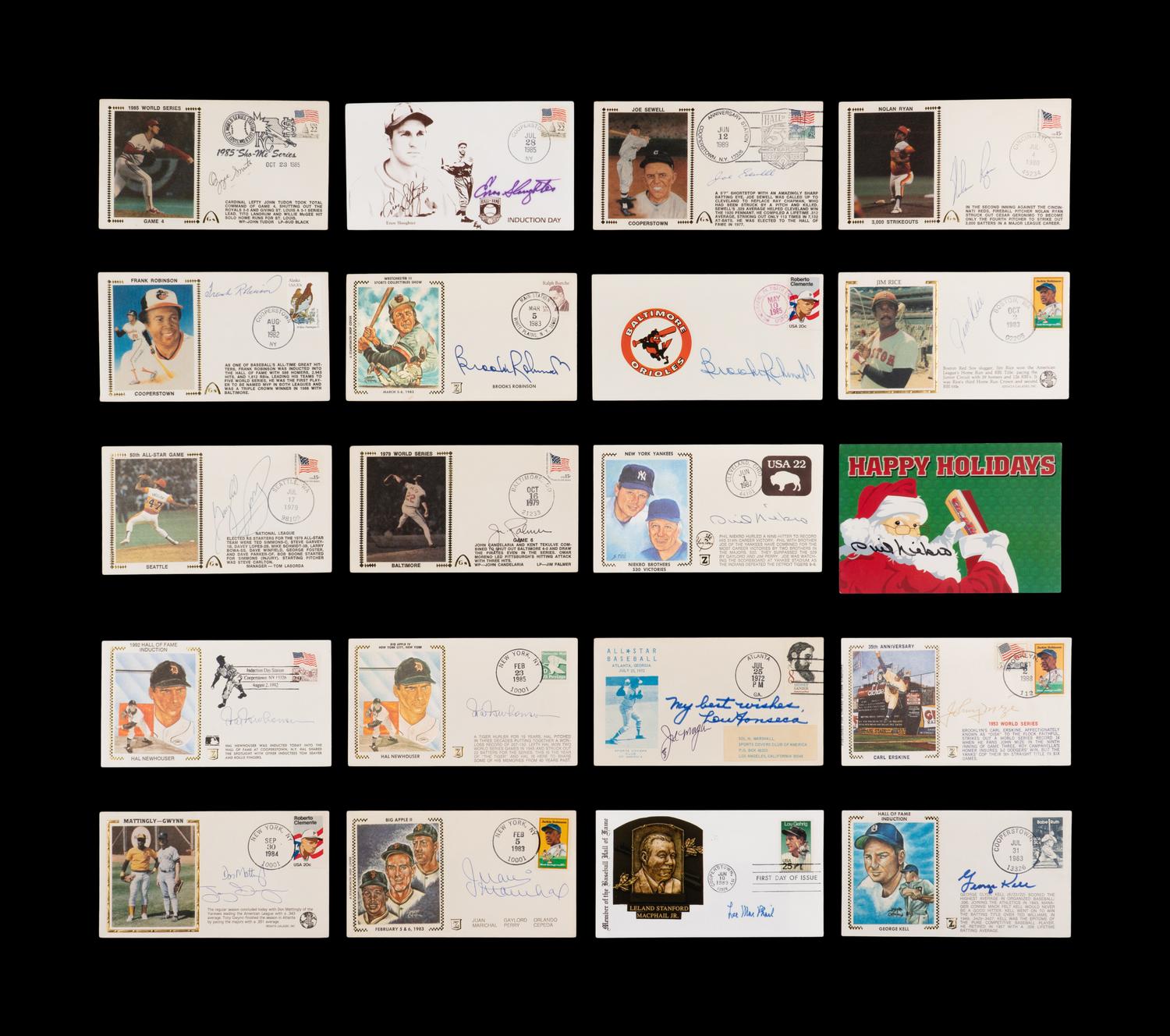 A Large Collection of Baseball Hall of Fame Signed Autograph Cachets (71)